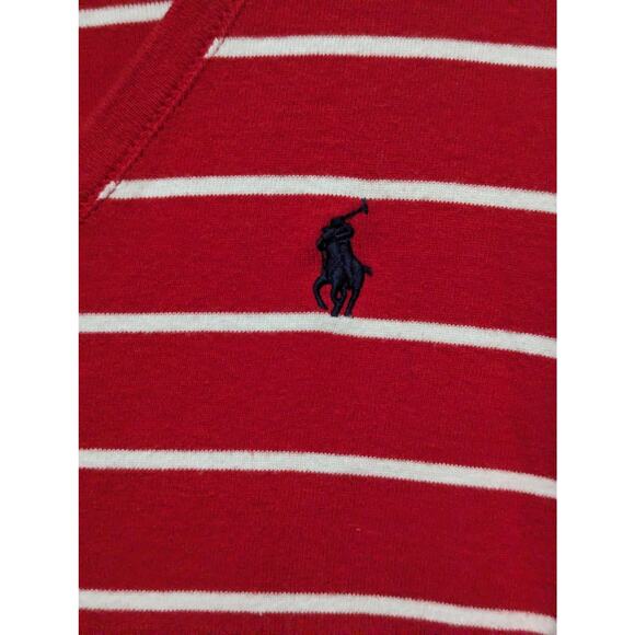 Polo Ralph Lauren Red and White Striped V Neck Knit Sweater sz XL - Picture 3 of 6